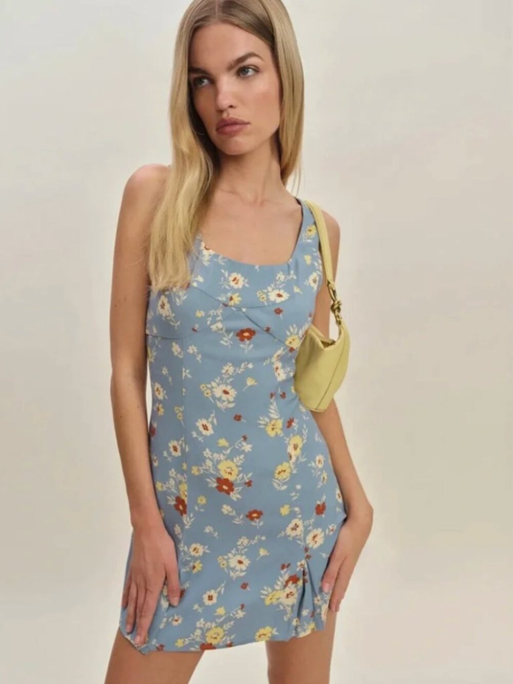 NWT Reformation x Devon Lee Carlson Cher Mini Dress in Janie Blue 12 NWT